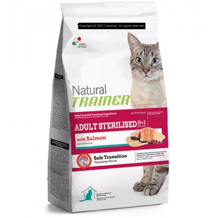 Natural Trainer Adult Sterilised con Salmone per Gatto Adulto Sterilizzato 1,5Kg