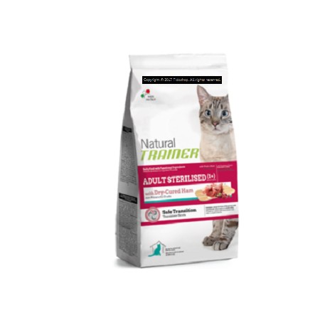 Natural Trainer Adult Sterilised con Prosciutto Crudo per Gatto Adulto Sterilizzato 1,5Kg