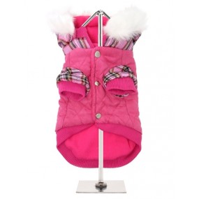 Urban Pup Cappottino Scozzese Ski Parka Trapuntato con Cappuccio