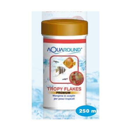 Aquaround Tropy Flakes Premium Mangime in Fiocchi per Pesci Tropicali 250ml