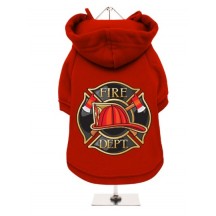 Urban Pup - Felpa Rossa con Cappuccio Stemma Fire Department