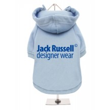 Urban Pup - Felpa Azzurra in Cotone 100% con Cappuccio Jack Russell Designer Wear Glitter Blue