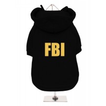 Urban Pup - Felpa Nera con Cappuccio FBI Glitter Gold