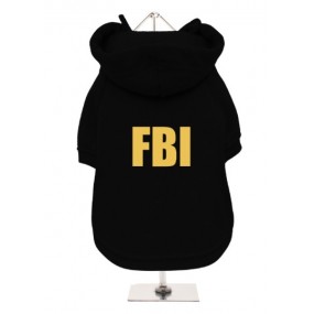 Urban Pup - Felpa Nera con Cappuccio FBI Glitter Gold